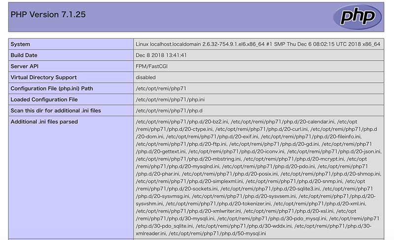 PHP 7.1 インストール完了