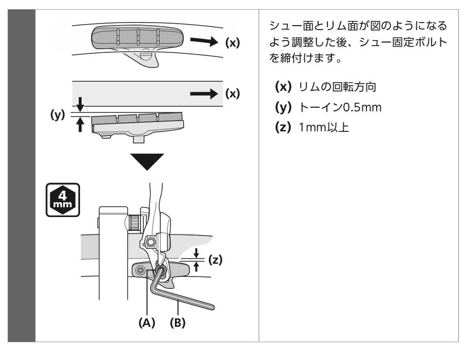 ブレーキシューの調整