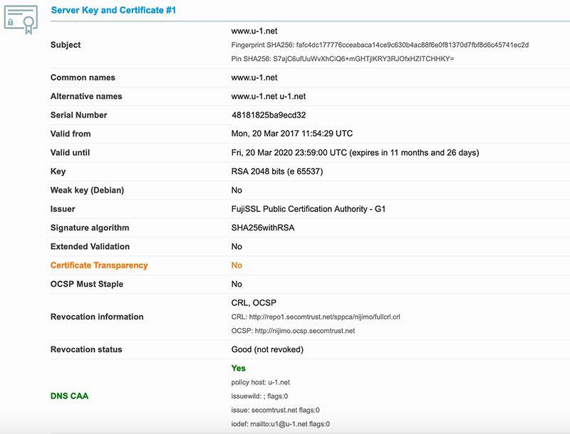 SSL Test で CAA が有効化されている