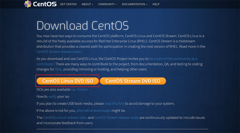 CentOS ダウンロードページ