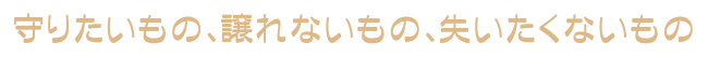 守りたいもの、譲れないもの、失いたくないもの